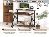 Rustic Brown Rolling Computer Desk with Power Strip 32" Mobile Office Desk with Monitor Stand 76025218