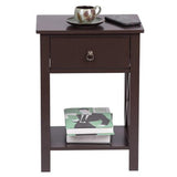 Nightstand Modern End Table, Side Table with 1 Drawer and Storage Shelf, Brown 91530705