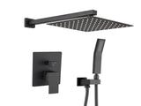 Matte black shower system 12 inch Brass Bathroom Deluxe rain mixed shower combination set wall KE-3803-BN