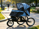 Blue 3-Wheel Pet Stroller for Small & Medium Dogs, Adjustable Canopy, Safety Tether, Storage 50323944