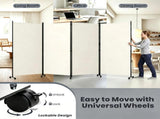 4 Panel Folding Rolling Room Divider with Lockable Universal Wheels, Non-See-Through Polyester 70695982