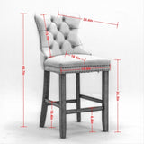 Contemporary Velvet Upholstered Barstools with Button Tufted Decoration and Wooden Legs, and Chrome W1143P177251