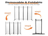4-Fold Foldable Screen Plastic Feet 160g Polyester Fabric Carbon Steel Frame 6FT Off-White 68530944