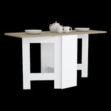 Gateleg Folding Table Space-Saving with Compact Design, White / Macadamia - Living Room B070137833