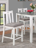 White Solid wood 5pc Counter Height Dining Set Table 4x Gray Linen Like Fabric Cushions Seats B011P230002