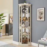 Lighted Corner Curio Cabinet - Display Case for Living Room, Antique Collectibles, Wine & Bar Glass W1758P294619
