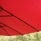 ZNTS 15x9ft Large Double-Sided Rectangular Outdoor Twin Patio Market Umbrella with light and base- red W419P145382