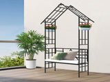 Metal Garden with Bench Turned into Flower Stand W58.07*H97.24 Climbing Plants Support Rose 04163726