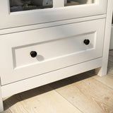 Buffet storage cabinet with single glass doors and unique bell handle W28227727