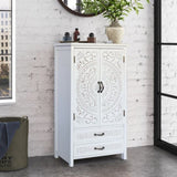 27'' Accent Tall Tower White Storage Cabinet - Rustic Wood Sideboard Pantry Cabinet - Versatile W2295P294585