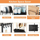 2-Tier 16.65x14.57x13.11in Dish Drying Rack for Kitchen Dish Rack with Drainboard Detachable Kitchen 75843692