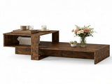2-Tier Modern Geometric Coffee Table Engineered Wood Low Center Table with Storage Shelf, Waterproof 39393692