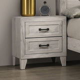 Contemporary White Wash 1pc Nightstand Bedroom Melamine Bedside Table Black Bar Pull Furniture B011P326726