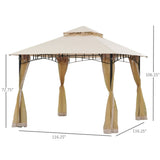 ZNTS 10ft x 10ft Outdoor Patio Gazebo Canopy Tent Beige 33119017