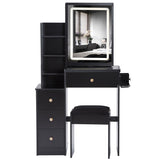 Small Size Left Bedside Cabinet Vanity Table Cushioned Stool, 2 AC2 USB Power Station, Hair dryer W936P202471