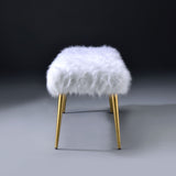 White and Gold Bench with Straight Legs B062P189115
