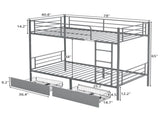 Twin Over Twin Convertible Bunk Bed with 2 Storage Drawers, Metal Bunk Bed Can 58532352