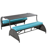 U_STYLE Versatile outdoor loveseat that converts to four seats and a table, suitable for gardens and WF321803AAC