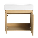 24 Inch Bathroom Vanity with Ceramic Basin, Wall Mounted Floating Vanity Sink Combo, Wooden Storage W1972P190341