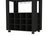 39" H black bar- coffee cart, Kitchen or living room cabinet storage, with 12 bottle racks, a B097133083