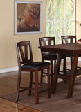 ZNTS Dark Walnut Wood Framed Back Set of 2 Counter Height Dining Chairs Breakfast Kitchen Cushion Seats B01158666