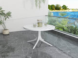 Summer - Modern White Round Plastic Table 36 Inch Indoor/Outdoor Dining Table & Coffee Table, W3450P323346