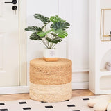Round Pouf Ottoman Natural Seagrass Pouf Footrest, Foot Stool for Bedroom Living Room Accent 81061069