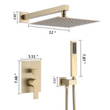 12 Inch Bathroom Rain Shower Combo Set With Hand Shower W121749879