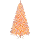 6 FT Pre-lit Snow Flocked Christmas Tree, Artificial Hinged Xmas Pine Tree with 800 Branch Tips, 300 63701621