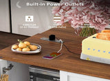54.5" Farmhouse Kitchen Island with Power Outlet, Kitchen Storage Island with Internal Storage Rack, 48955560