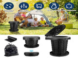 Height Adjustable Collapsible Portable Toilet, Retractable Fish Scale Structure Camping Potty with 59409255