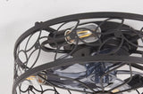 18.1-inch Black Vintage Caged Ceiling Fan Light Quiet Operation, Remote Control, Industrial Style W1340P246414