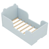 Toddler Floor Bed Frame, Cot Bed for Boys and Girls Ages 3-6, Bear Shape Toddler Bed, Blue W1580P257434