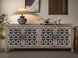 Hollow Four Door Antique Cabinet, American Country Style, Suitable for Living Room, TV Cabinet, W1445P146390