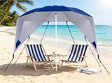2-in-1 Portable Beach Umbrella with Side Panels UPF 50 Silver Coated Oxford Cloth, Wind Resistant 14909621