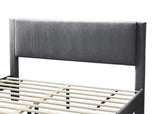 Contemporary 1pc Queen Size Bed w Storage Drawer Charcoal Corduroy Texture Design Platform Bedframe B011P238966