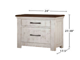 3 Drawers Nightstand with USB Chargers, Distressed White and Walnut B016P252820