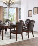 Traditional Set of 2pcs Arm Chairs Brown Cherry Solid wood Espresso Leatherette Tufted Formal Dining B011P197301