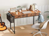 32 Inch Small Desk Computer Desk with 2 Fabric Drawer Storage Bag Iron Hook Gaming Writing Table, 57857489