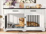 44.48" Large Dog Crate Furniture, Indoor Wooden Dog Kennel End Table with 2 Storage Drawers and 31820868