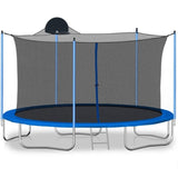 12FT Trampoline for Adults & Kids with Basketball Hoop, Outdoor Trampolines w/Ladder and Safety W28550119