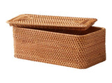 Brown Rattan Organizer Basket with Lid 71232837