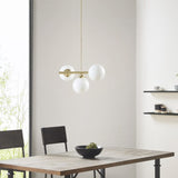 ZNTS 3-Light Chandelier with Frosted Glass Globe Bulbs B03596565