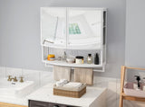 23.62" Modern Arched Glass Double-Door Wardrobe with Shatterproof Non-Glass Mirror - Double-Layer W757P314595