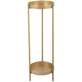Modern Folding Metal 2-Tier Plant Stand Potted Plant Holder Shelf with 2 Round Trays Indoor Outdoor, W2181P155110