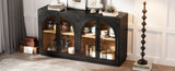 TREXM 4-Door Large Storage Sideboard Buffet Cabinet with Glass Doors, Arched Cabinet with Adjustable N715P290642B