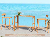 Natural Acacia Wood Foldable Patio Bar with Footrest & Slatted Top, Space-Saving Outdoor Pub 16941394