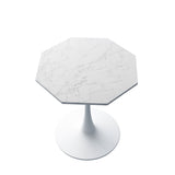 31.50"Modern Octagonal Coffee Table with Printed White Marble Table Top,Metal Base, for Dining Room, W757126158