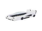 Twin Size Race Car-Shaped Platform Bed with Wheels, White 51942082