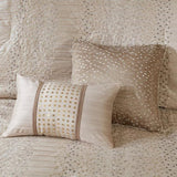 8 Piece Embroidered Comforter Set Natural King B03597012